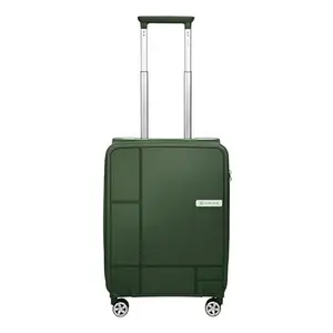 Hard-Sided Small Cabin Luggage - 55cms | Premium Polypropylene Trolley Bag with Laptop Sleeve & Metallic Handle, TSA Lock & Silent 8 Wheels - Green
