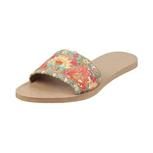 Metro Women's Yellow Floral Detail Casual Fashion Slippers UK/4 EU/37 (41-4096)