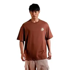 WROGN Men's 220 GSM Pure Cotton T-Shirt | Back Print Tee | Oversized Fit