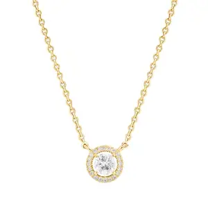 MINUTIAE Women & Girls Gold-Toned Crystals Studded Round Shaped Pendant Necklace_MNT0476_G