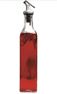 KREZON 500ML Leak-Proof Clear Glass Oil Dispenser Bottle, Oil & Vinegar Cruet Dispenser Bottle (Pack of 1)