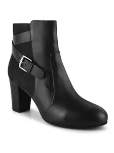Shuz Touch Black Solid Welt Detail Boots | Size : 6