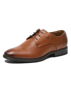 Monte Carlo Mens Tan Solid Lace Up Genuine Leather Formal Brogue Shoes (201809FW-2-7)
