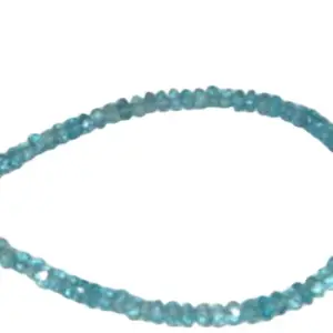 RRJEWELZ Natural Apatite 3mm Rondelle Shape Faceted Cut Gemstone Beads 7 Inch Silver Plated Clasp Bracelet For Men, Women. Natural Gemstone Link Bracelet. | Lcbr_00607