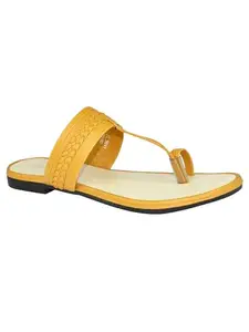 AJANTA Lightweight Flat Sandal for Women (Yellow)