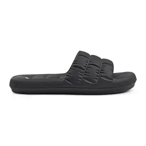 SOLETHREADS PUFFER Men Sliders | Stylish Trendy | Lightweight | Waterproof | Casual | Comfortable Slippers | Lifestyles | Hiking | Camping | Indoor | Outdoor | Poolside | Everyday Use | BLACK | UK 7