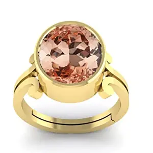 LMDLACHAMA LMDLACHAMA 12.25 Ratti 11.50 Carat Natural Morganite Stone Gold Plated Adjustable Ring For Men And Women