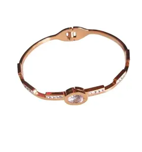 Achivus American Diamond Magnificent Design Luxurious Bracelet for Women/Girls Rose Gold (Pack Of 1)