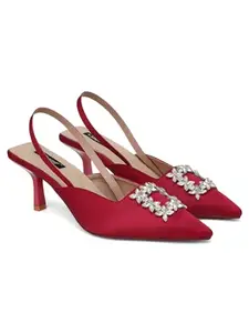 SHERRIF Women's Maroon Color Heels (SF-4427-MAROON-38)