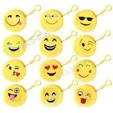 A V FASHION - Pack of 12 Smiley Emoji Emoticon Coin Purse Money Wallet Pouch Jewellery Accessories Case Holder for Kids Girls Kanjak Navratri Birthday Party Return Gift