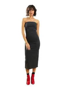 Sassafras Women’s Slim Fit Blast Denim Tube Streetwear Bodycon – Casual Streetwear Denim Dress