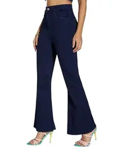 Miss Chase Women's Wide-Leg High-Rise Regular-Length Stretchable Shaping Denim Jeans