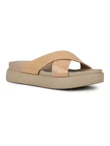 Inc.5 Women Beige Casual Solid Round Flat Flatforms Euro-39