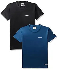 Charged Active-001 Camo Jacquard Round Neck Sports T-Shirt Dark-Grey Size Small And Charged Play-005 Interlock Knit Geomatric Emboss Round Neck Sports T-Shirt Teal Size Small