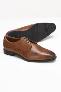 Louis Philippe Men Brown Leather Lace Up Shoes