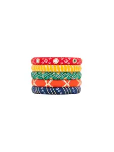 Taasha Craft Adra Vibrant multicoloured handwork mix and match mirror work, adding a touch of glamour to any outfit. Bangles set For Women & girls Size 2.4(5 Bangles)