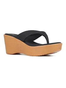 Inc.5 Womens Black Solid Round Toe Party Wear Wedge Heels Sandals