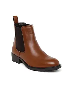 Bruno Manetti Women Synthetic Leather Boots (Tan, UK Footwear Size System, Adult, Women, Numeric, Medium, 6)