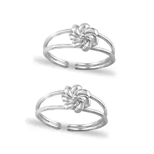 TARAASH 925 Sterling Flower Pure Silver Toe Ring | Jodvi For Women | Adjustable Foot Silver Latest Style Toe Ring For Women