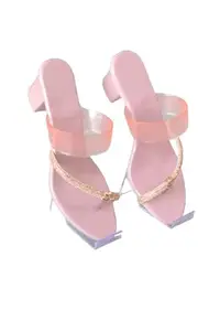 Women Pink Strip Heel Sandal (numeric_7)