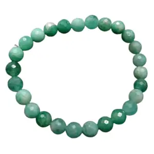RRJEWELZ Natural Beryl Emerald 8mm Round Shape Smooth Cut Beads 8 Inch Stretchable Bracelet For Men & Women. Unisex Bracelet For Healing, Meditation, Prosperity, Gift & Luck|STBR_RR_10146_8.0