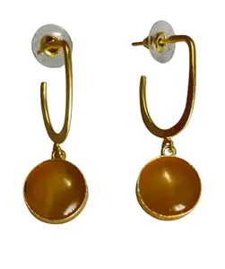 Brass Earrings with designer stone | Yellow color
