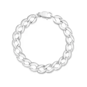 ZAVYA 925 Sterling Silver Curb Edge Silver Plated Men's Bracelet| Gifts for Men's & Boys | With Certificate of Authenticity and 925 Hallmark | Women's Day