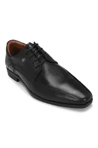 Louis Philippe Men Black Leather Derby Shoes