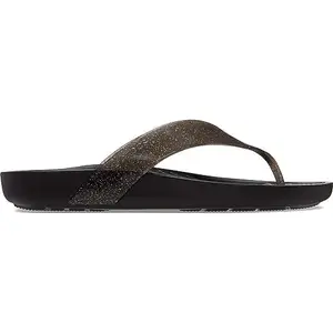 Crocs women Splash Glitter Sandals Black Flipflop (Black, 7)