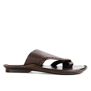 Regal Men's Brown Leather Slip On Sandals