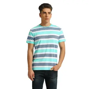 Pepe Jeans Men's Striped Slim Fit T-Shirt (PM509672_SEA Green