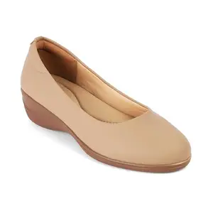 tresmode VALLERSSO Women's Wedges Ballerina Platform Heels Shoes Camel, 6 UK / 39 EU - Open Toe Round Comfortable Soft Sandals Leather Footwear