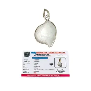 Natural Machh Mani Pendant | White Machh Mani Pendant Lab Certified