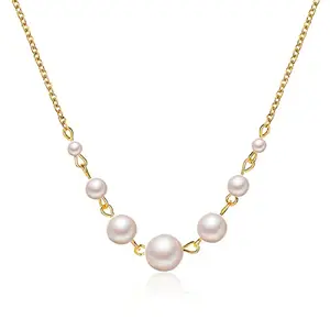 Jewels Galaxy Gold Plated Gold Toned Pearl Studded Contemporary Necklace For Women and Girls (CT-NCK-44302)