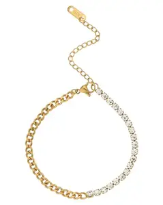 Carlton London Gold Plated CZ Adjustable Bracelet for women