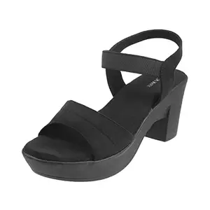 Walkway Women Synthetic Black Sandals, (33-3208)