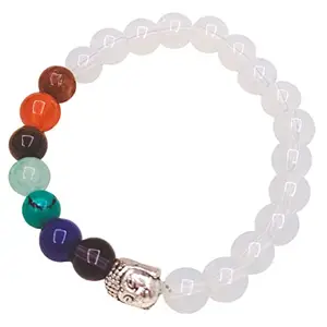 Fuschianet Accessories 8mm Reiki Beads Healing Crystal Stretch Bracelet for Men, Women and Girls (Opalite 7Chakra Healing Bracelet)