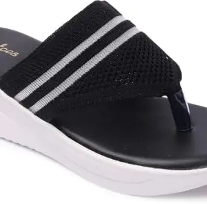 Picktoes PT-101 Women's Black Synthetic Leather Casual Heel Sandal