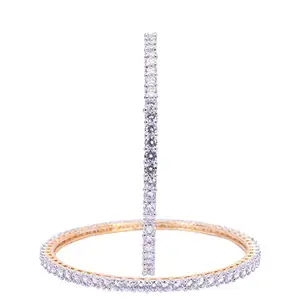 Ratnavali Jewels American Diamond CZ Gold Plated Solitaire Bangles for Women/Girls RV3152GJ-2.8