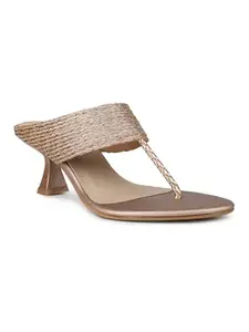 Inc.5 Womens Rose Gold Ethnic Embellished Round Toe Heels