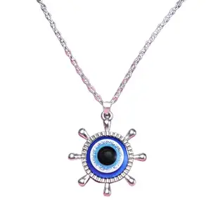 Tailos Silver Evil Eye Pendant Necklace | Protection Amulet Chain | Stylish Jewelry for Men & Women | Trendy Charm Gift for Boys & Girls
