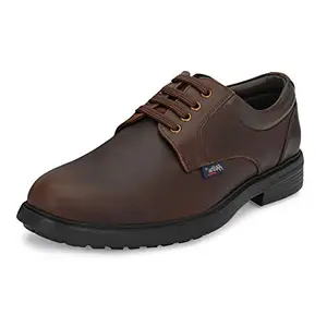 HITZ Men's Dark Brown Derby Leather Shoes - 7