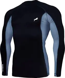 JUST RIDER Compression Top Full Sleeve Tights T-Shirt for Sports & Gym (XXL) Black