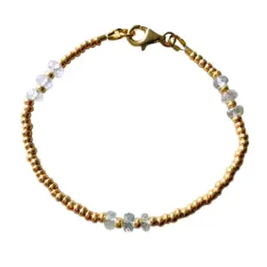 RRJEWELZ Aquamarine Bracelet for Men & Women – 3.5mm Rondelle Faceted Blue Beads – 7 inch with Gold Plated Clasp – Healing, Fashion, Gift, Spiritual, Yoga|LCBR_RR_00687