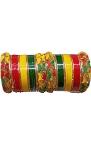 BANKE BIHARI Women's Plastic Bangle Set | Wedding Chuda Set For Bridal | Kada Set For Party, Functions, Festivals | Multicolor Bracelet Set Of 36 (Size: 2.2)