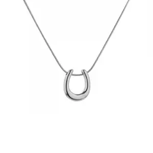 MYKI Silver Crescent Moon Pendant Necklace Stainless Steel Anti Tarnish