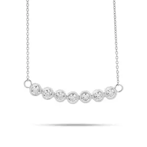 ZISTHI Sterling Silver Cubic Zirconia Bubble Pendant Necklace, 925 Silver, Women's Jewellery (Silver)