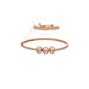JIVAA'S Rose Gold Cubic Zirconia Contemporary Brass Kada Bracelets For Women BR-272
