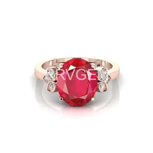 MBVGEMS 5.50 Ratti Ruby Ring gold plated Handcrafted Finger Ring With Beautifull Stone Men & Women Jewellery Collectible