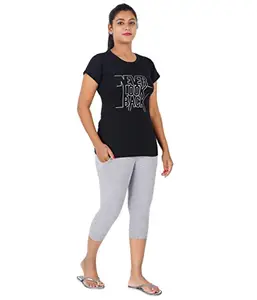 Blacktail Women Night Wear Top and Shorts/Night Wear Dress for Women/Women Wear T-Shirts & Tops(XXL,blk)